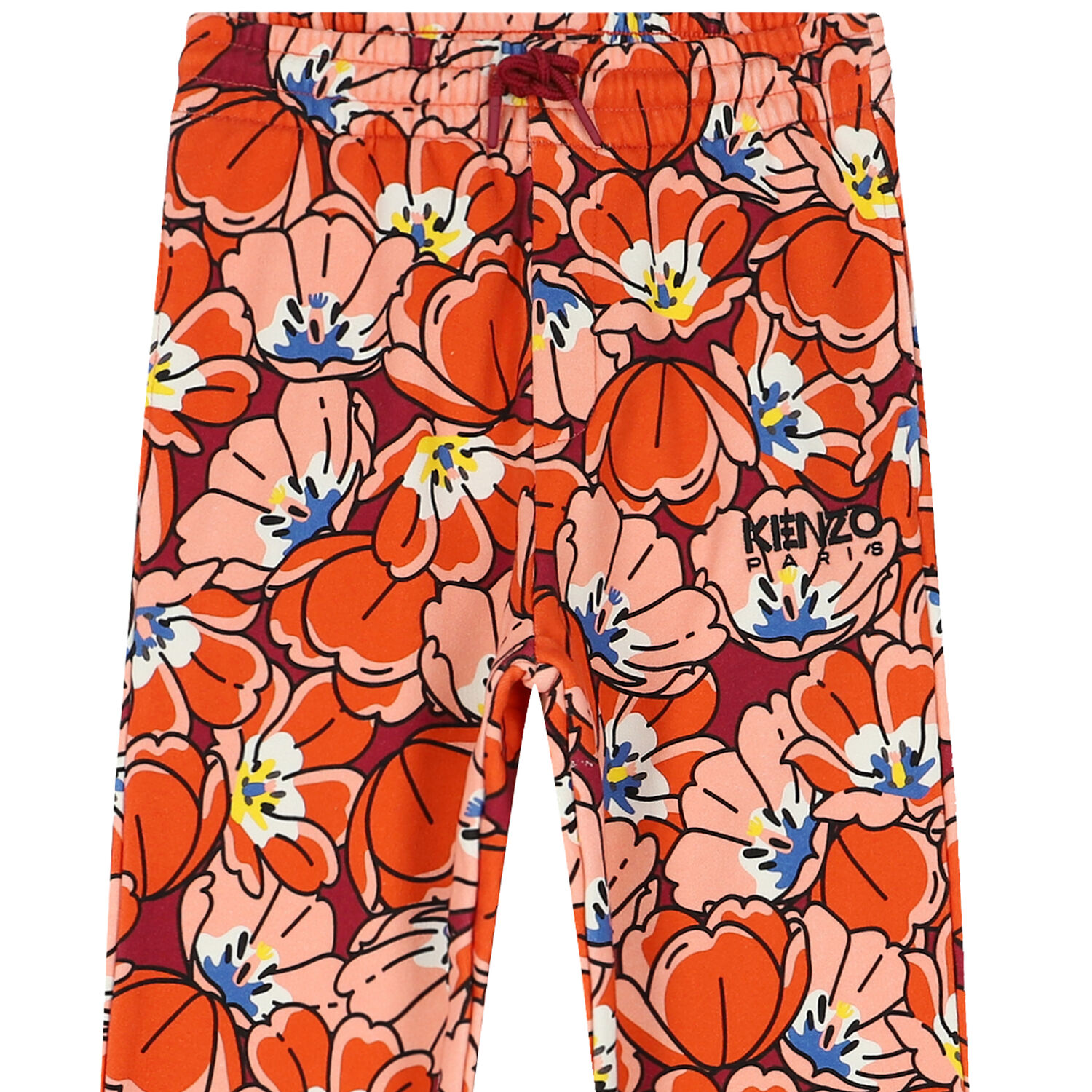 Girls Orange Floral Joggers, 1, hi-res